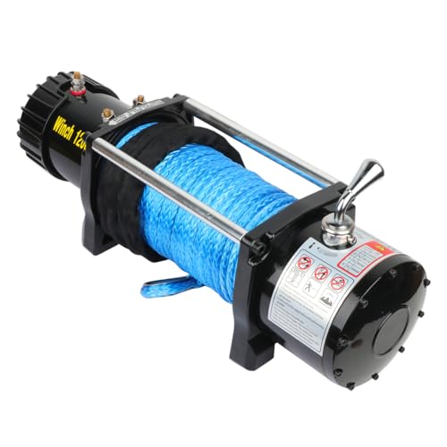 Winche eléctrico SCITOO 12000lbs 12V con cuerda sintética y control miniatura 2