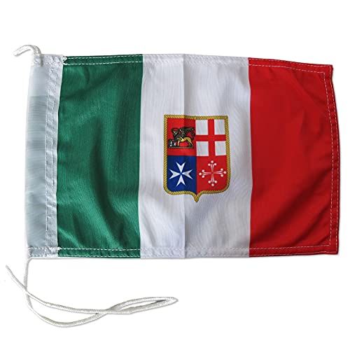 GUSTO Bandiera Italia Marina Civile 30 x 20 cm con Tessuto Nautico per Barca Mare Spiaggia Nazionale Tessuto Resistente alle Intemperie (30 x 20 - Marina Civile)