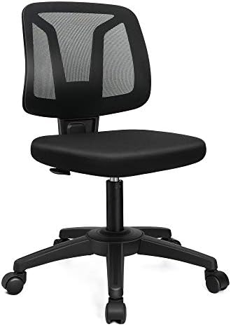 VigorPow Armless Mesh Office Chair Ergonomic Swivel Black Small Computer Desk Chair No Arms with Lumbar Support Height Adjustable Task Chair for Adults and Kids