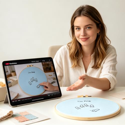 Image of Crafmanoe Easy Hand Embroidery Kits for Adults Beginners, Embroidery Starters Kits, Stamped Cross Stitch Kits Needlepoint Kits for Beginners Adults, Embroidery Hoop, Thread, Fabric and Video Tutorial