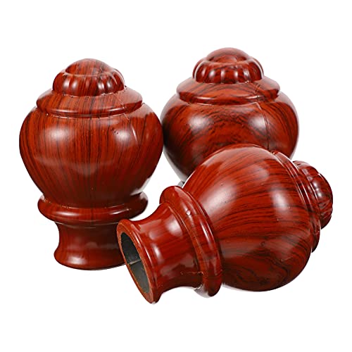 3 pièces embouts de tringle à rideau romain en plastique pour tringle à rideau avec embouts décoratifs pour tringle à rideaux 10 x 7 x 7 cm en bois (couleur : comme indiqué, taille : 10 x 7 cm)