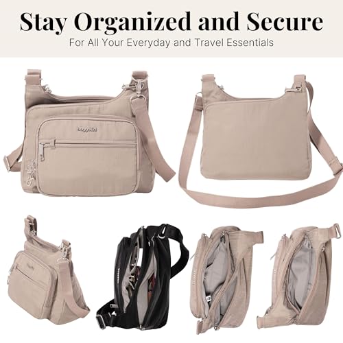 Image of Baggallini Securtex Anti-theft Crossover Crossbody Bag 11 inchw X 8.5 inchh, Rfid, Built-in Wallet, Locking Zippers