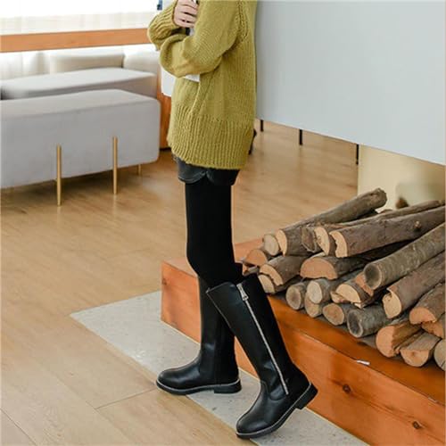 Girl's Leather Side Zipper Knee High Riding Boots Waterproof Snow Boots Warm Fur-Lined Winter Boots(Toddler/Little Kid/Big Kid)2