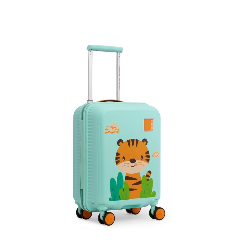 Image of American Tourister Snoodle Kids Spinner Luggage | 48 cm Cabin Size | 22L | 8 Wheels | Recessed Combination Lock | Multi-Stage Trolley | Gen-Alpha Suitcases | Green Tiger | 3 Year Global Warranty