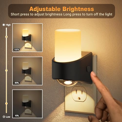 Image of JandCase LED Night Lights Plug into Wall, Decorative Night Light with Dusk to Dawn Sensor, Adjustable Brightness, 3000K Warm White Nightlight Plug in for Kids, Bathroom, Hallway, Bedroom, Stairway