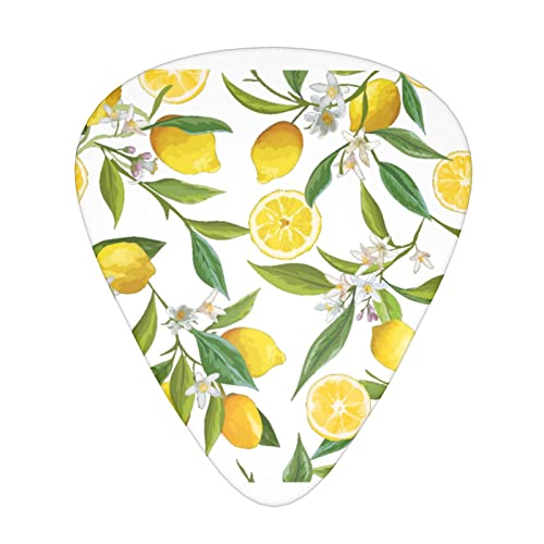 Lot de 24 médiators imprimés jaune citron pour guitare acoustique, électrique, basse (0,46/0,71/0,96 mm) - Les Beatles, Paul McCartney, John Lennon, RIngo Starr, George Harrison Lot de 24 médiators imprimés jaune citron pour guitare acoustique, électrique, basse (0,46/0,71/0,96 mm)