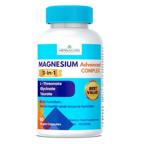Magnesium L-threonate, Magnesium Taurate, Magnesium Glycinate 3 in 1 Advanced Complex 90 Caps Made in Canada NEW !