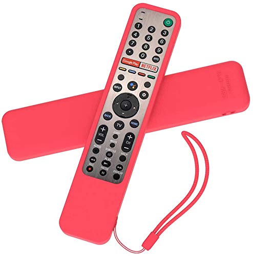 Image of Oboe Sikai Silicone Case for Sony Smart Tv Voice Remote RMF-TX600U RMF-TX500E Shockproof Protective Remote Cover Skin-Friendly Anti-Dirt Anti-Slip Anti-Lost with Remote Loop (Red)