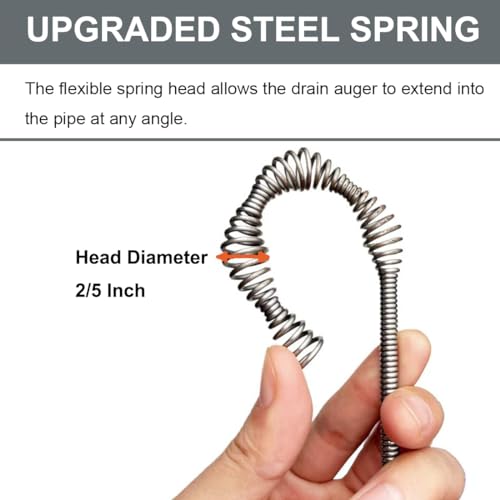 Image of Drain Auger, Clog Remover with Drill Adapter, 25 Feet Flexible Plumbing Snake Use Manually or Powered for Kitchen,Bathrom and Shower Sink, Comes with Gloves(Gray)