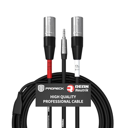 Câble répartiteur en Y stéréo 3,5 mm vers double XLR mâle pour console de mixage et scène