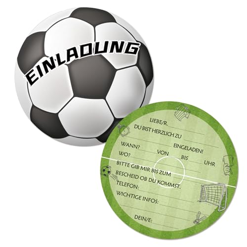 Werfunee - 12er Einladungskarten Kindergeburtstag Junge - 15 x 15 cm Fussball Einladungskarten Geburtstag - Einladung Kindergeburtstag - Geburtstagseinladungen Junge