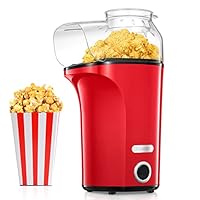 Popcornmaschine 1400W, 120g/4L Große Kapazität, Heißluft Popcorn Maker für Zuhause, Gesund& Ölfrei,Fettfrei, 2 Minuten Schnell, Filmaben, Weihnachten, Kindergeburtstag