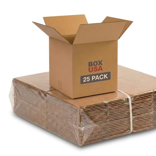 BOX USA Shipping Boxes Small 10"L x 10"W x 10"H 25-Pack, Cardboard Box for Shipping, Moving, Mailing, Packing, Packaging and Storage