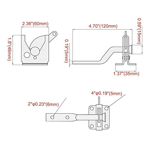 2 Pack Self Locking Gate Latch for Wooden Fence, Gate, Door, Automatic Metal Gravity Lever, Powder Coated Door Buckle, Black - Image 3