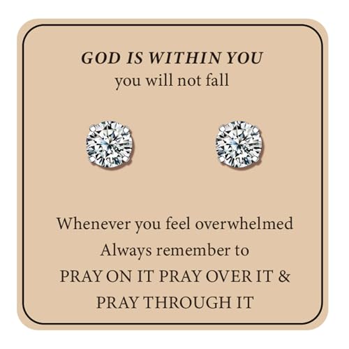 Limerencia G23 Titanium Earrings White Cubic Zirconia Post Studs 20G Implant Grade Pure Titanium Piercing Studs First Holy Communion Gifts for Girls Sensitive Ears