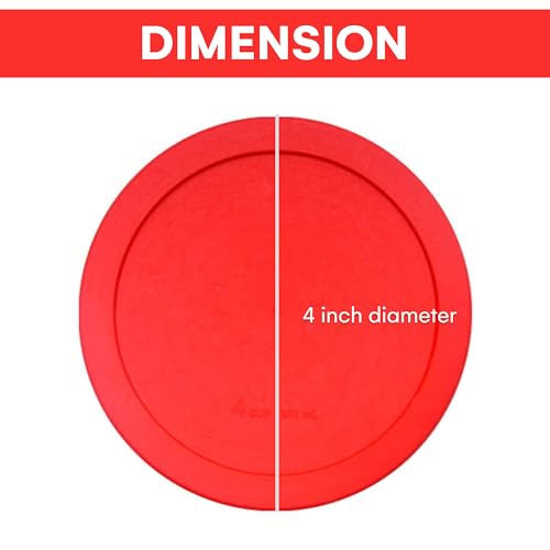 Lids for Pyrex and Anchor Round Glass Containers (2-Cups, Red-6 PACK)