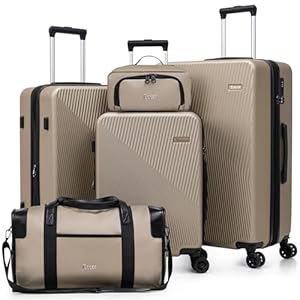 Expandable Luggage Sets 5 Piece,Suitcases with Detachable Wheels,ABS Hard Case Luggage with TSA Lock Spinner Wheels,Carry On Luggage Set