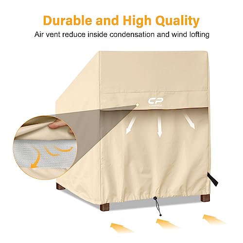 Campros Cp Patio Chair Cover, Outdoor Wicker Chair Covers, Water-Resistant Heavy Duty 27 Inch Outdoor Lawn Patio Furniture Covers 1 Pack - 27W X 31D X 33H Inch - Beige #TOP3
