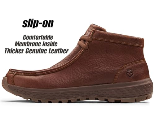 Image of SUREWAY Men's Chukka Boots,Fashion and Comfort Driving Shoes,Lightweight Durability Leather Moc Toe Work Boots