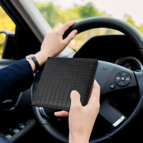 Image of CoBak Car Registration and Insurance Holder - Vehicle Glove Box Car Organizer, Auto Truck Comparment Accessories Case for Essential Document, Driver License, Cards (Croco Black)