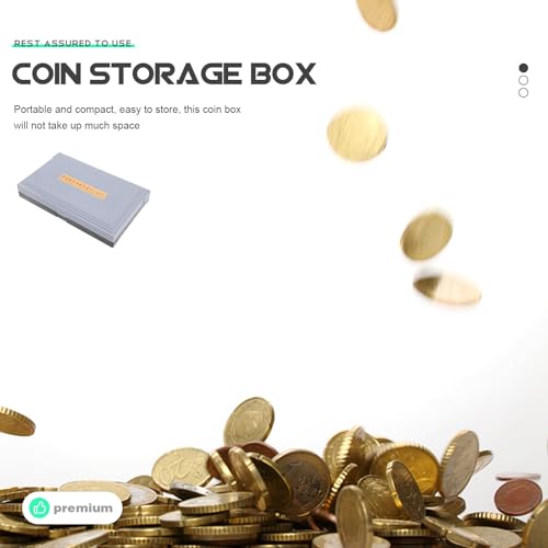 Caja resistente para monedas con tapa y compartimentos, plástico gris miniatura 7