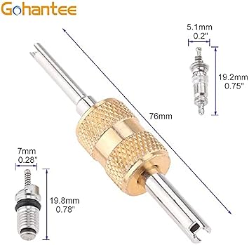 17Pcs Air Conditioning Valve Core Kit Schrader Valve Cores Accessories A/C R12 R134a Refrigeration Valve Stem Core Rmover Tool HVAC System Seal Caps Kit