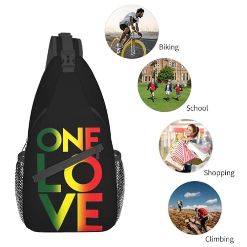 Bolso cruzado One Love Rasta jamaicano ajustable para hiking miniatura 6
