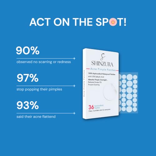 Image of Acne Pimple Patches - 36 patches - 8mm and 12 mm - Fast-Acting Hydrocolloid & Salicylic Acid Stickers for Invisible Blemish Healing | for all skin types of both male and female (( Pack of 1 , 36 patches ) | Overnight Acne Treatment | Absorbs pus and oil , Reduces redness and inflammation , Waterproof and discreet