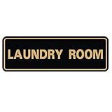 All Quality Standard Laundry Room Wall or Door Sign - Durable Signage | Ideal for Managed Properties, Hospitality Industry & Shared Laundry Facilities - Black/Gold - Small (1 Pack)