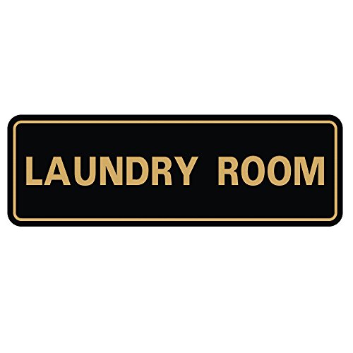 All Quality Standard Laundry Room Wall or Door Sign - Durable Signage | Ideal for Managed Properties, Hospitality Industry & Shared Laundry Facilities - Black/Gold - Small (1 Pack)