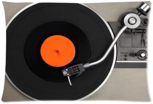 New Style Vinyl Record Turntable Pattern Rectangle Pillow Cases Pillow Cover Standard Size 20x30 inches (One Side)