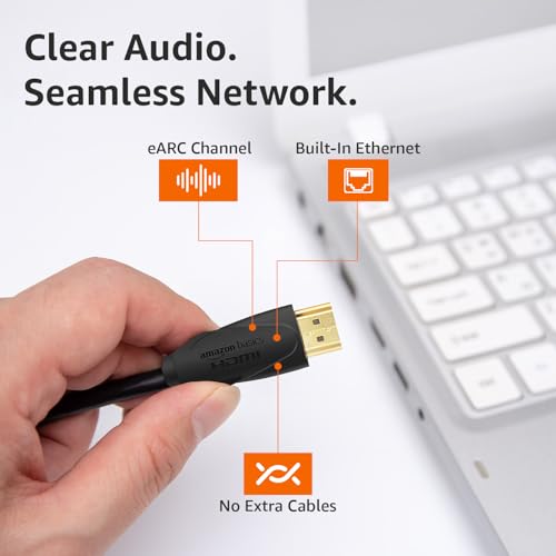 Image of Amazon Basics Pro Series 8K HDMI 2.1 Cable - 15 Feet | 8K 60Hz HDR, 4K 120Hz, High Speed 48Gbps with Ethernet, eARC, 3D, HDCP 2.3 | Compatible with PS5, Xbox, Roku, Apple TV, Switch, PC