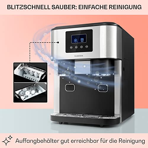 Klarstein Eiswürfelmaschine Klein, 1,8L Eiswürfelbereiter, für Crushed und Bullet Eis, Schnelle, Mini, Leichte Reinigung, für 15kg/24h – Bild 6