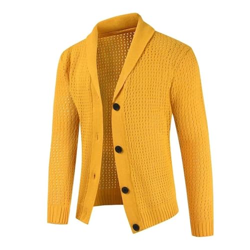 Winter Men's Large Size Button Cardigan Sweater Solid Color Lapel Single Breasted Sweater2