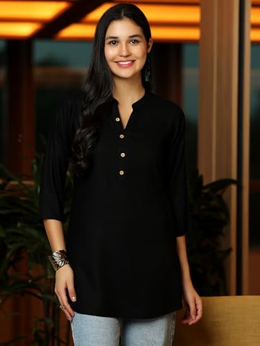 Image of Libas Womens Solid Viscose Straight Kurti for Women Suit