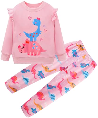 Image of Girls 2 Piece Outfits Toddler Girls Leopard Print T-Shirt and Leggings Set School Outfits Girl Clothes Fall Sets