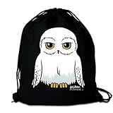 Logoshirt® Harry Potter Turnbeutel I Eule Hedwig Sportbeutel I Stoffbeutel bedruckt schwarz I Stoffrucksack aus 100% Baumwolle I AZO-Free I stabiler Kordelzug I lizenziertes Design