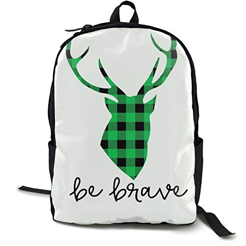 Verde y Negro Plaid Moose Buffalo Niños Mochila Ligero Escuela Bookbag Moda Viaje Daypack