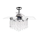 Ceiling Fans with Lights 42 Inch Modern Crystal Chandelier Ceiling Fan with Remote Control,...