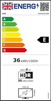 HYE 40 Inch TV Full HD Smart Television with Frameless Design, Bluetooth TV w...