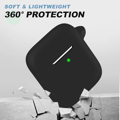 AirPods Case Cover with Cleaner Kit, Silicone Protective Cover for Men and Women, Compatible with Apple AirPods 1st and 2nd Gen - Black