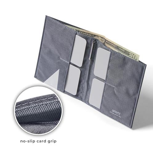 Image of Allett Original Wallet, Slate Grey | Leather, Slim, Minimalist | RFID Blocking, Ultra Thin Bifold, Front Pocket | Holds 4-24+ Cards, Bills, Receipts | Wallets for Men & Women