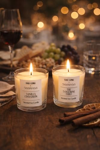 Image of Decorative Shot Scented Candle (Vanilla, Tangerine)| Natural Soy Wax with Fragrance Oils | Ideal for Gifting & Home Ambience (Set of 2)