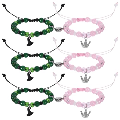 6PCS Witch Princess Matching Bracelets for Best Friends,Relationship Bracelets for Couples Bff,Gifts for Bestfriend Couples Fans Party Dress Decor