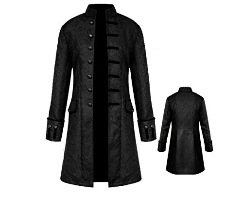 Men,s Vintage Tailcoat Jacket Goth Long Steampunk Formal Gothic Victorian Frock Coat Costume for Halloween (Black, M)