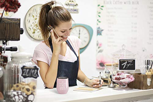 Fancyfams She Believed She Could So She Did - 12 Oz Stainless Steel Stemless Wine Tumbler With Lid And Straw – Congratulations, Graduation, Promotion, Going Away, Job Change, Congrats Gift (Pink) #TOP1