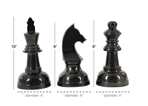 Set de 3 esculturas decorativas de ajedrez de aluminio miniatura 6