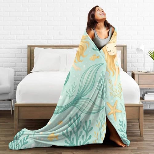 Mermaid Blanket Mermaid Gifts for Women Girls Cute Throw Blanket Soft Flannel Cozy Fleece Fuzzy Plush Warm Bedding Stuff for Kids Adults 40 x 50 Inch by Viorise - Used condition - Image 4