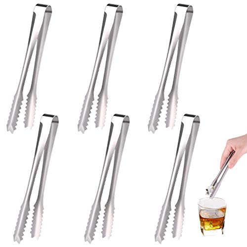 TUPARKA 6 Pack Stainless Steel Ice & Sugar Tongs - Small Kitchen Tongs for Party & Coffee