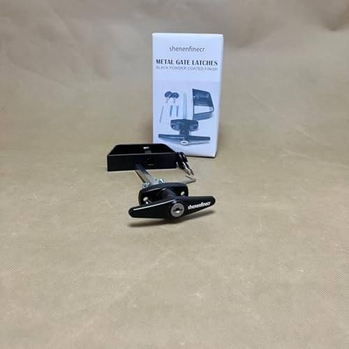Shenenfinecr Metal Gate Latches T-Handle Lock Kit (2 Keys)